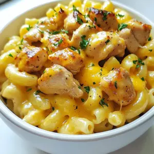 - Elbow macaroni: You need 2 cups. This pasta shape holds sauce well. - Chicken breast: Use 1 pound, diced. It adds protein and flavor. - Honey and garlic: Use 3 tablespoons of honey and 3 cloves of minced garlic. They create a sweet and savory sauce. - Cheese and milk: You will need 2 cups of shredded sharp cheddar cheese and 1 cup of milk. They make the dish creamy and rich. - Seasonings: Use 1 teaspoon each of onion powder and paprika, plus salt and pepper. They enhance the dish's flavor. - Fresh parsley: Chop some for garnish. It adds color and freshness to the final dish. Each ingredient plays a key role. They work together to create a comforting and delicious meal. You can easily source these ingredients at any grocery store. Enjoy cooking! {{ingredient_image_1}} First, boil water in a large pot. Make sure to add a generous amount of salt. Salt adds flavor to the pasta as it cooks. Then, add 2 cups of elbow macaroni. Cook according to the package instructions until the pasta is al dente. This usually takes around 7-9 minutes. Drain the pasta and set it aside for later. In a large skillet, melt 2 tablespoons of butter over medium heat. Once the butter is melted, add 1 pound of diced chicken breast. Sprinkle salt, pepper, onion powder, and paprika on top. Cook the chicken for about 5-7 minutes. Stir it often until it is browned and cooked through. The chicken should be tender and juicy. With the chicken still in the skillet, add 3 cloves of minced garlic. Cook for another minute. This helps the garlic release its flavor. After that, drizzle 3 tablespoons of honey over the chicken. Mix well to coat the chicken in the sweet sauce. Remove the skillet from heat when done. In the same pot you used for the pasta, melt the remaining 2 tablespoons of butter over medium heat. Add 1 cup of milk and let it heat for a minute. Next, gradually whisk in 2 cups of shredded sharp cheddar cheese. Stir constantly until the cheese melts and the sauce is smooth. Whisking is key to a creamy texture. Now, it&rsquo;s time to mix it all together. Add the drained macaroni and the honey garlic chicken into the cheese sauce. Stir everything until well combined. Ensure the pasta is evenly coated with the sauce. Heat gently for a few minutes to warm everything through. Spoon the Honey Garlic Butter Chicken Mac and Cheese into bowls. For a fresh touch, garnish each bowl with chopped parsley. This adds color and a bit of herb flavor. Enjoy your meal! To cook chicken just right, start with even pieces. Cut your chicken breast into small, even cubes. This helps them cook at the same rate. - Ensure even cooking and browning: Use medium heat and give the chicken space in the pan. Crowding the pan leads to steaming instead of browning. - Checking for doneness: Cut into a piece to check if it's no longer pink inside. The juices should run clear. You can also use a meat thermometer. The safe temperature is 165&deg;F (75&deg;C). Creamy mac and cheese needs the right cheese and technique. - Tips to prevent clumping of cheese: Grate the cheese yourself instead of using pre-shredded. This helps it melt smoothly. - Adjusting cheese quantities for personal preference: If you love cheese, add more! Start with the recipe's amount and then taste. Add more if you want a richer flavor. Sometimes, things don't go as planned. Here&rsquo;s how to fix common issues. - What to do if the sauce is too thick or thin: If the sauce is thick, add a splash of milk. If it's too thin, let it cook a bit longer. This helps it thicken up. - Adjusting flavors for personal taste: Taste your dish as you cook. If it needs more flavor, add salt, pepper, or even more honey for sweetness. Pro Tips Use Fresh Garlic: Freshly minced garlic offers a more vibrant flavor compared to pre-minced varieties. It will enhance the overall taste of your dish. Cook Pasta Al Dente: Cooking the macaroni until al dente ensures it maintains its shape and texture when combined with the sauce, preventing mushiness. Quality Cheese Matters: Opt for high-quality sharp cheddar cheese for a richer flavor. Avoid pre-shredded cheese as it often contains anti-caking agents that can affect melting. Add a Splash of Hot Sauce: For a little kick, consider adding a few dashes of your favorite hot sauce to the cheese sauce. It will complement the honey garlic flavor beautifully. {{image_2}} You can switch out chicken for turkey or tofu. Turkey gives a lighter taste. Tofu is great for a vegetarian option. Both work well with the honey garlic sauce. For cheese, try different types. Gouda adds a smoky flavor. Mozzarella makes it extra creamy. Experiment with these to find your favorite mix. Add veggies to boost nutrition. Broccoli and spinach are tasty and colorful. Just steam them lightly before mixing in. They add texture and flavor to your dish. You can also spice things up for a twist. A pinch of cumin gives a warm note. Or, try curry powder for a fun kick. It changes the whole vibe of the dish. Pair your mac and cheese with a fresh salad. A light green salad complements the rich flavors. You can also serve it with garlic bread for a hearty meal. For a fun twist, bake it! Top with breadcrumbs and extra cheese. Bake until golden brown. This gives a crunchy layer on top, making it even more delicious. To store your Honey Garlic Butter Chicken Mac and Cheese, first cool it down. Spread it out in a wide dish for quick cooling. Once it's cool, transfer it to airtight containers. This helps keep it fresh. You can store it in the fridge for up to three days. If you want to keep it longer, consider freezing it. When you're ready to enjoy leftovers, use gentle heat. You can reheat it in the microwave or on the stove. If using a microwave, heat in short bursts. Stir between each burst to keep it even. On the stove, add a splash of milk. This keeps the sauce creamy. Stir well as you heat to refresh the dish before serving. To freeze Honey Garlic Butter Chicken Mac and Cheese, let it cool first. Then, scoop it into freezer-safe containers. Leave a little space at the top as it expands. It will taste best if used within three months. When you're ready to eat, move it to the fridge overnight to defrost. After that, reheat it gently. This keeps flavors and texture intact. Yes, you can use gluten-free pasta. Many brands offer great alternatives, like brown rice or chickpea pasta. These options work well with our creamy cheese sauce. Just cook them as you would regular pasta, keeping an eye on the cooking time. Always check the package for specific instructions, as they can vary. You can store this dish in the fridge for up to three days. Make sure to let it cool before putting it in an airtight container. If you want to keep it longer, consider freezing it. It can last in the freezer for about three months. Just remember to label it! Sharp cheddar cheese is my top pick for Mac and Cheese. It melts nicely and has a great flavor. You can also mix in some Gruy&egrave;re or mozzarella for extra creaminess. Combining different cheeses adds depth and richness to your dish. Yes, you can prepare this recipe ahead of time. Cook the pasta and chicken, then mix the cheese sauce. Store each part separately in the fridge. When ready to eat, just combine them and heat through in a pot. This saves time and makes serving easier. To add some heat, try mixing in red pepper flakes or cayenne pepper. You could also use spicy cheese, like pepper jack. If you like a sauce with more kick, add a dash of hot sauce to the cheese sauce. Just make sure to taste as you go. This recipe for Honey Garlic Butter Chicken Mac and Cheese is a crowd-pleaser. We covered every step, from cooking pasta to preparing the perfect sauce. You learned tips for ensuring tender chicken and creamy cheese. I shared ways to customize the dish and store leftovers effectively. With these details, you can create a delicious meal for any occasion. Enjoy experimenting, and don't hesitate to add your favorite ingredients. Happy cooking!
