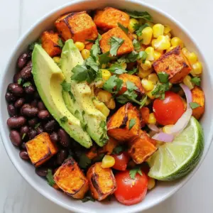 - 2 medium sweet potatoes, peeled and diced - 1 tablespoon olive oil - 1 teaspoon smoked paprika - 1 teaspoon cumin - 1/2 teaspoon chili powder - Salt and pepper to taste - 1 can black beans, drained and rinsed - 1 cup corn kernels (fresh or frozen) - 1 avocado, sliced - 1 cup cherry tomatoes, halved - 1 cup diced red onion - Fresh cilantro, chopped (for garnish) - 1 lime, cut into wedges These sweet potato taco bowls pack a punch of nutrition. Each serving has about: - Calories: 350 - Protein: 12g - Fat: 14g - Carbohydrates: 50g - Fiber: 12g This dish offers a good balance of carbs, fiber, and healthy fats. Sweet potatoes provide vitamin A, while black beans add protein and iron. You can easily swap ingredients based on your taste or what you have. Here are some ideas: - Sweet Potatoes: Try butternut squash or regular potatoes. - Olive Oil: Avocado oil or coconut oil work well too. - Black Beans: Use pinto beans or chickpeas for a twist. - Corn: Zucchini or bell peppers can replace corn if desired. - Avocado: Sour cream or Greek yogurt can add creaminess. These changes keep the bowls tasty and fun! {{ingredient_image_1}} First, preheat your oven to 425°F (220°C). This hot oven helps the sweet potatoes cook well. Next, peel and dice the two medium sweet potatoes into small cubes. In a large bowl, mix the sweet potato cubes with one tablespoon of olive oil. Add one teaspoon of smoked paprika, one teaspoon of cumin, and half a teaspoon of chili powder. Don’t forget to sprinkle in some salt and pepper to taste. Toss everything together until the sweet potatoes are fully coated. Spread the seasoned sweet potatoes on a baking sheet in a single layer. Make sure they have space around them. This helps them roast evenly. Place the baking sheet in the oven. Roast the sweet potatoes for 25 to 30 minutes. Flip them halfway through to brown all sides. Check if they are tender and lightly browned when done. While the sweet potatoes roast, it’s time to warm the black beans and corn. Use a small saucepan and set it over medium heat. Pour in one can of drained and rinsed black beans and one cup of corn kernels. Stir them occasionally. Heat them for about 5 to 7 minutes until they are warmed through. Now, let’s put the taco bowls together. Grab some serving bowls. Start with a base layer of the roasted sweet potatoes. Next, add the warmed black beans and corn on top. Make sure to distribute the layers evenly for a great mix of flavors. The fun part is adding fresh toppings. Slice one avocado and layer it on next. Then add one cup of halved cherry tomatoes and one cup of diced red onion. These toppings add color and flavor. Finally, sprinkle fresh chopped cilantro over the top. Squeeze lime juice from lime wedges over everything for a zesty finish. Enjoy your delicious and easy sweet potato taco bowls! To roast sweet potatoes well, start with good prep. Peel and dice two medium sweet potatoes into even cubes. This helps them cook evenly. Toss the sweet potatoes in a bowl with olive oil, smoked paprika, cumin, chili powder, salt, and pepper. The oil helps them crisp up. Spread them on a baking sheet in a single layer. Roast at 425°F for 25-30 minutes. Flip them halfway through to brown all sides. You'll know they're done when they are tender and golden brown. Sweet potatoes are very versatile. Besides the spices in the recipe, you can try other flavors. Add garlic powder for more depth. Try a splash of lime juice for a fresh taste. You can also mix in some maple syrup for sweetness. Pairing sweet potatoes with tangy toppings like pickled onions adds a great contrast. Fresh herbs like cilantro or parsley brighten up the dish too. These taco bowls are great on their own, but you can add more. Serve them with a dollop of sour cream or Greek yogurt for creaminess. Crumbled feta or goat cheese adds a nice tang. For crunch, top with tortilla chips or toasted nuts. You can also pair these bowls with a side salad for a fresh touch. If you're feeling adventurous, serve with a spicy salsa or hot sauce for an extra kick. Pro Tips Perfectly Roasted Sweet Potatoes: Ensure the sweet potatoes are cut into even-sized pieces for uniform cooking and browning. Enhance Flavor with Toppings: Experiment with additional toppings like feta cheese or jalapeños for a personalized touch. Meal Prep Friendly: These taco bowls can be prepared in advance and stored in the fridge for up to 3 days, making them perfect for meal prep. Fresh Lime Zest: Add a sprinkle of lime zest along with the juice for an extra burst of citrus flavor that brightens the dish. {{image_2}} Sweet potato taco bowls are great for everyone. To make them vegetarian, skip any meat. Use black beans and corn for protein. Add extra veggies like bell peppers or zucchini for a colorful touch. You can also try tofu for a vegan option. Just cube and sauté it with spices, then mix it in. If you love meat, add cooked chicken or beef. Shredded chicken works well. For beef, try ground beef or steak. Cook the meat with spices like cumin and chili powder. This adds flavor and makes your bowls hearty. You can also mix in shrimp or fish for a seafood twist. For low-carb or keto diets, swap sweet potatoes for cauliflower rice. This keeps the bowl light but still delicious. You can also reduce the corn or omit it altogether. Focus on high-protein toppings like chicken, beef, or cheese. Adding avocado boosts healthy fats, making your meal filling and tasty. To store leftovers, place them in an airtight container. Make sure to cool the taco bowls first. This helps keep the flavors fresh. Store them in the fridge for up to three days. Avoid mixing toppings in the container. This keeps each component tasty. To reheat, use the microwave or oven. If using a microwave, place the bowl on a microwave-safe dish. Heat in short bursts, about one minute at a time. Stir between heating to warm evenly. For the oven, preheat to 350°F (175°C). Place the bowl on a baking sheet and cover with foil. Heat for 10-15 minutes until hot. You can freeze the sweet potatoes and beans. First, let them cool completely. Then, place them in freezer-safe bags. Remove as much air as possible before sealing. They can last up to three months in the freezer. When ready to eat, thaw overnight in the fridge. Reheat as mentioned before. Yes, you can make Sweet Potato Taco Bowls ahead of time. Prepare the sweet potatoes and toppings separately. Store them in airtight containers in the fridge. When ready to eat, warm the sweet potatoes and assemble your bowls. This saves time and keeps the meal fresh. The best toppings for Sweet Potato Taco Bowls include: - Sliced avocado - Cherry tomatoes - Diced red onion - Fresh cilantro - Lime wedges These toppings add flavor and freshness, making your bowl vibrant and tasty. To make Sweet Potato Taco Bowls spicier, add more chili powder or diced jalapeños. You can also use spicy salsa or hot sauce as a topping. These options will kick up the heat and add zest to your meal. Yes, Sweet Potato Taco Bowls are healthy. Sweet potatoes are full of vitamins and fiber. Black beans add protein and more fiber. The fresh veggies boost nutrients. This meal is balanced and good for you. Absolutely! You can use other vegetables. Try bell peppers, zucchini, or spinach. Just roast them along with the sweet potatoes. This adds variety and flavor to your taco bowls. Feel free to get creative with seasonal veggies! Sweet potato taco bowls are tasty and easy to make. We covered the key ingredients, from sweet potatoes to fresh toppings. Roasting sweet potatoes brings out their flavor, while various proteins add a nice touch. You can adapt recipes to your needs, making them vegetarian or low-carb. In the end, these bowls are great for any meal. They are simple, healthy, and fun to prepare. Enjoy making your own versions and exploring new flavors!